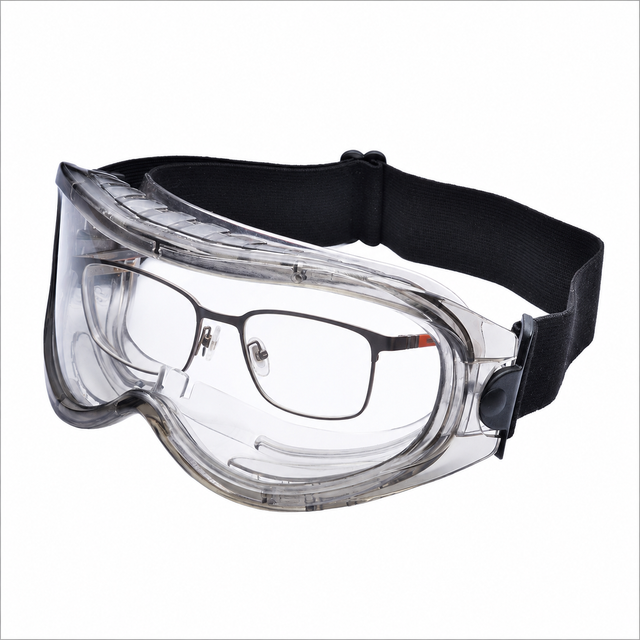 SG007 OTG safety goggles worn over prescription glasses