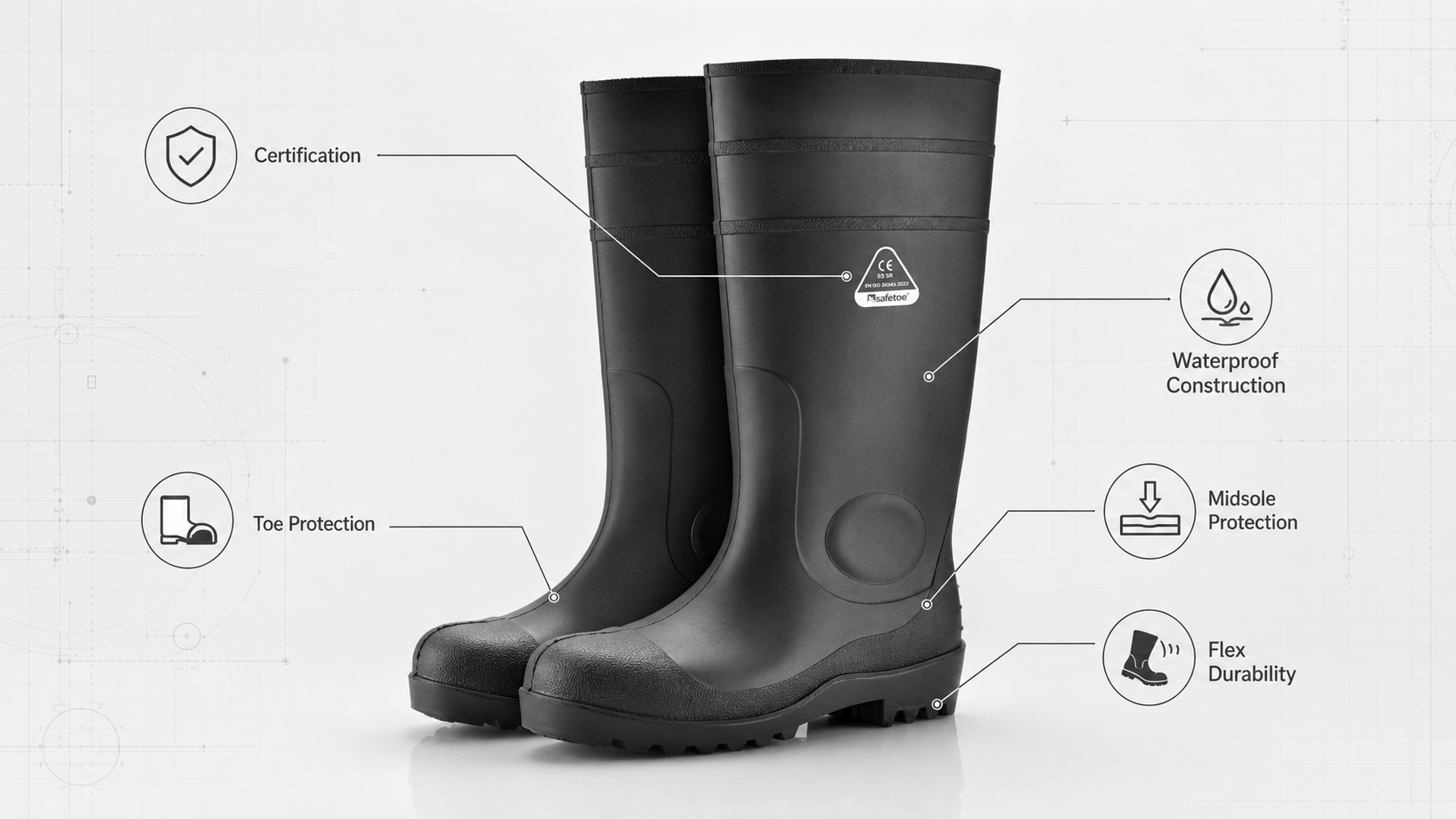 Safety Wellington boot standards certification and protection technologies