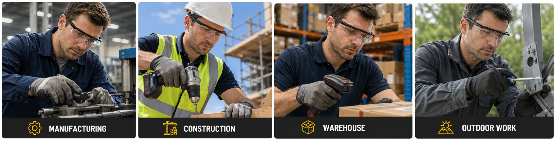 Industrial safety glasses for everyday workplace eye protection