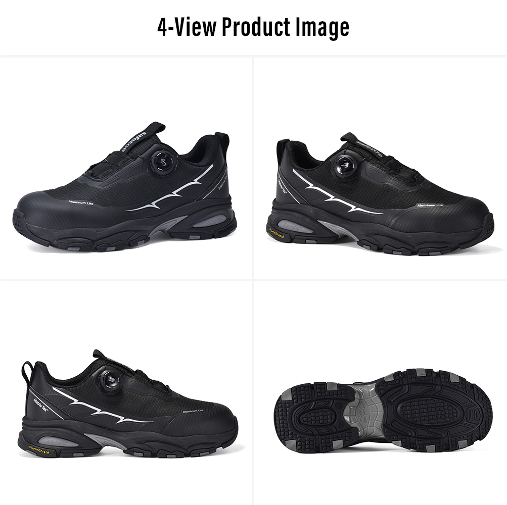 Four-view product image of L-7601 silver QuickDial™ aluminum toe safety shoes