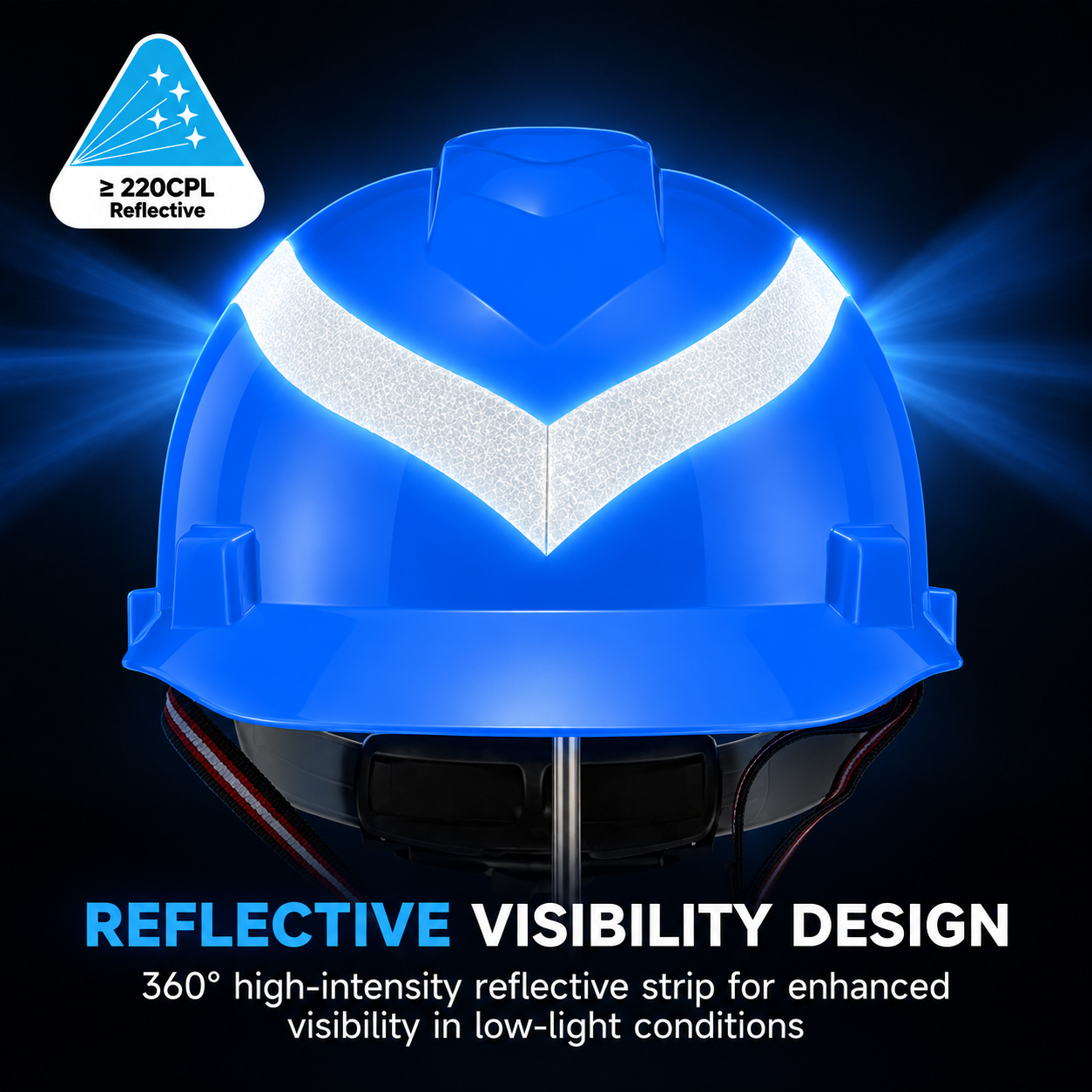 W-003R safety helmet with 360-degree high-intensity reflective strips
