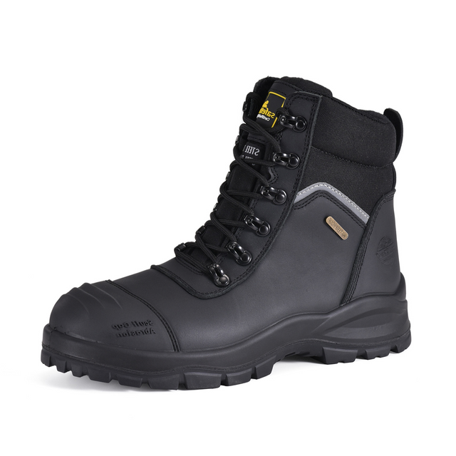 AS 2210.3 S3 Steel Toe Mining Safety Boots With Zipper | M-8577BK 