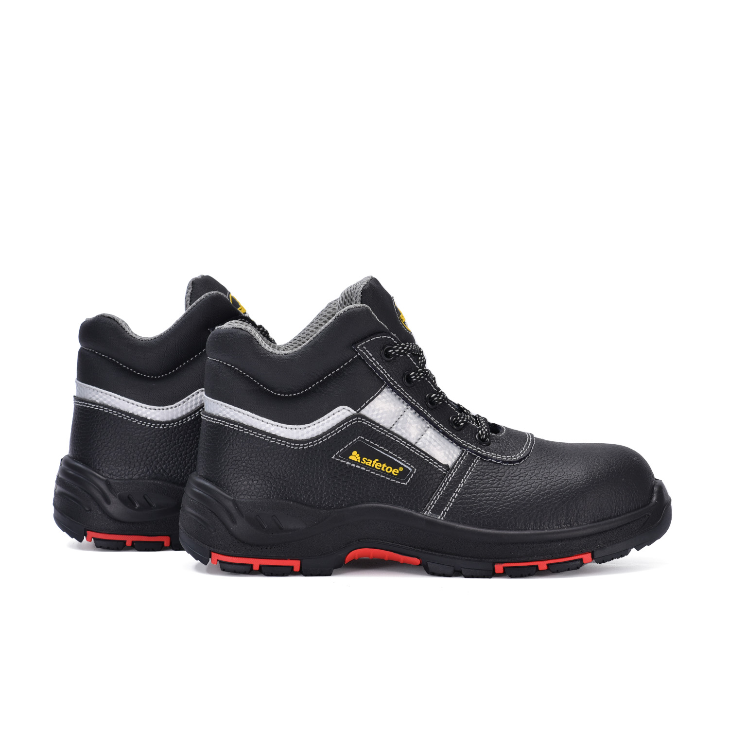 Premium Black Leather Industrial Safety Work Shoes M-8027PRST SiteShield Pro