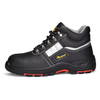 Premium Black Leather Industrial Safety Work Shoes M-8027PRST