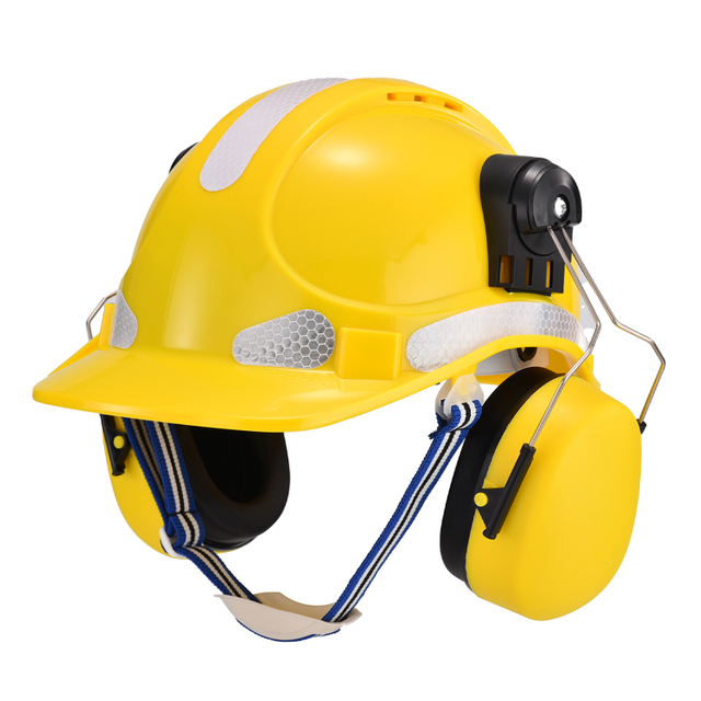  Vented Safety Helmet with Earmuffs Hearing Protection