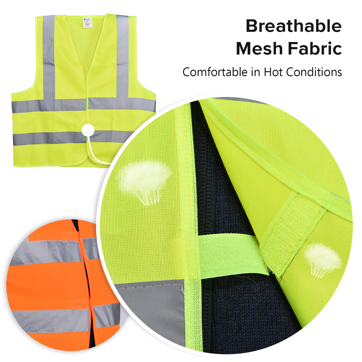 Hi-Vis Reflective Safety Vest Yellow & Orange | Lightweight Work Vest EN ISO 20471