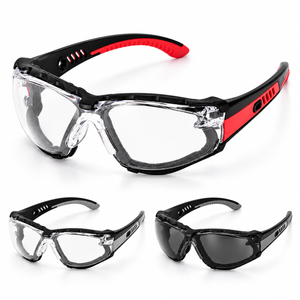 Safeyear SG037 foam-lined anti-fog safety glasses with clear polycarbonate lens and cushioned inner frame
