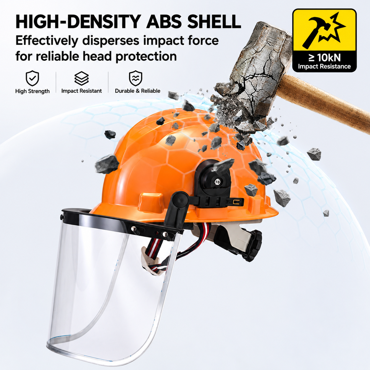 W-003V ABS safety helmet with top impact protection and face shield