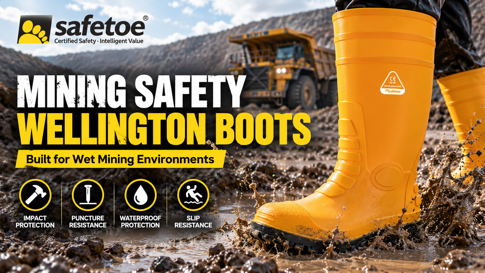 Mining Safety Wellington Boots W-6038 Yellow