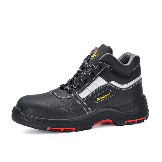 Premium Black Leather Industrial Safety Work Shoes M-8027PRST SiteShield Pro