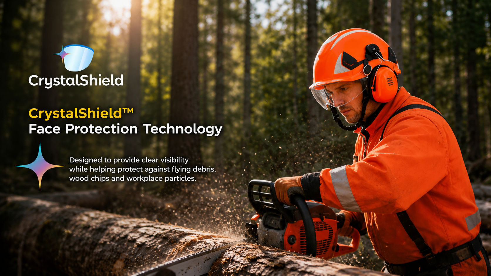 CrystalShield Face Protection Technology for Forestry and Chainsaw Work