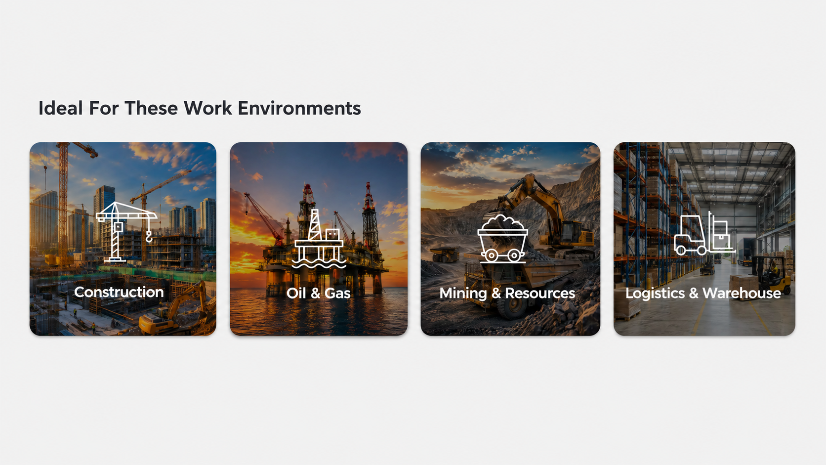 Work environments for CSA safety footwear including construction, oil and gas, mining, logistics and warehousing