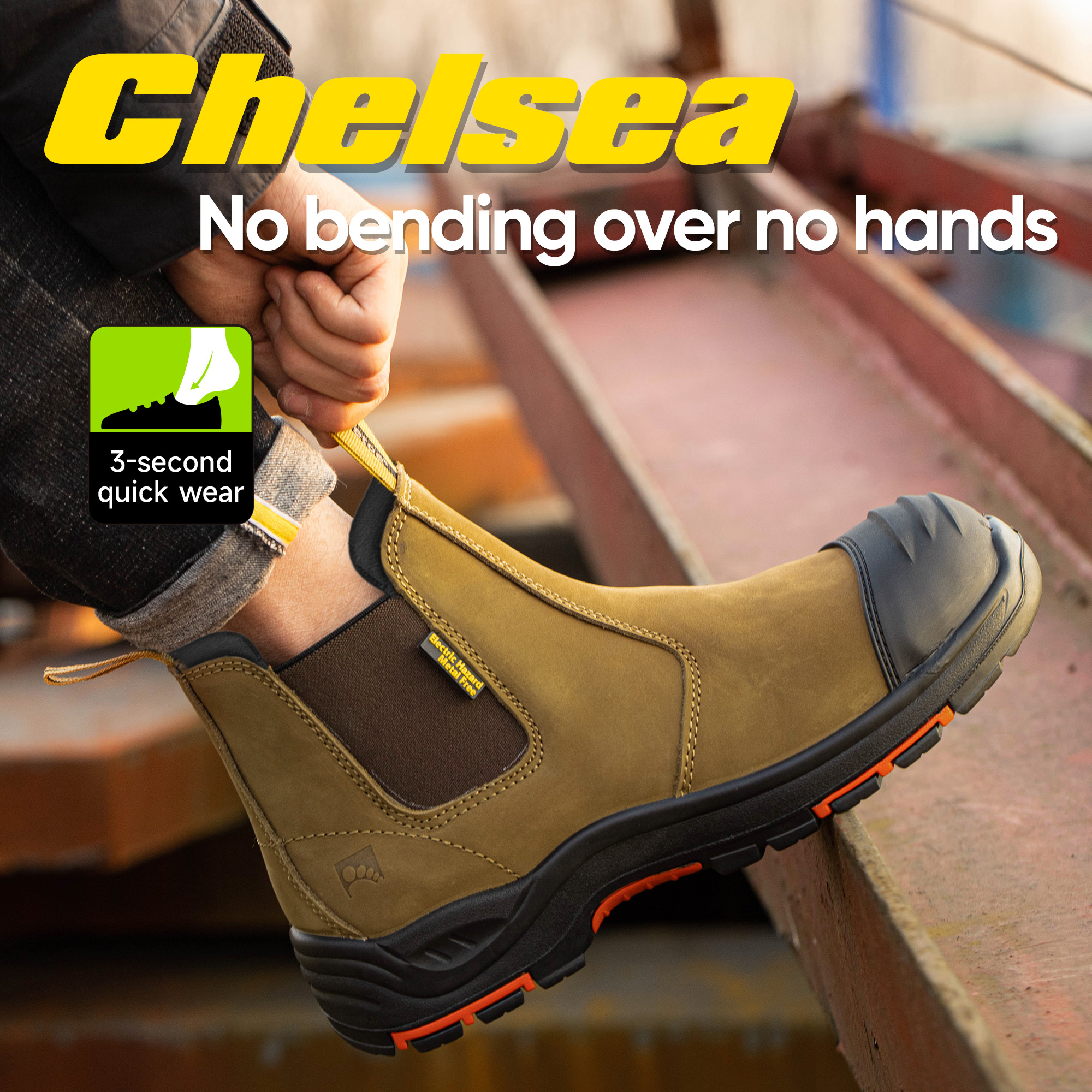 Safetoe M-8025NB pull-on Chelsea mining work boots for miners and industrial workers