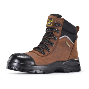 Steel toe side zipper mining safety boots M-8577 with leather upper