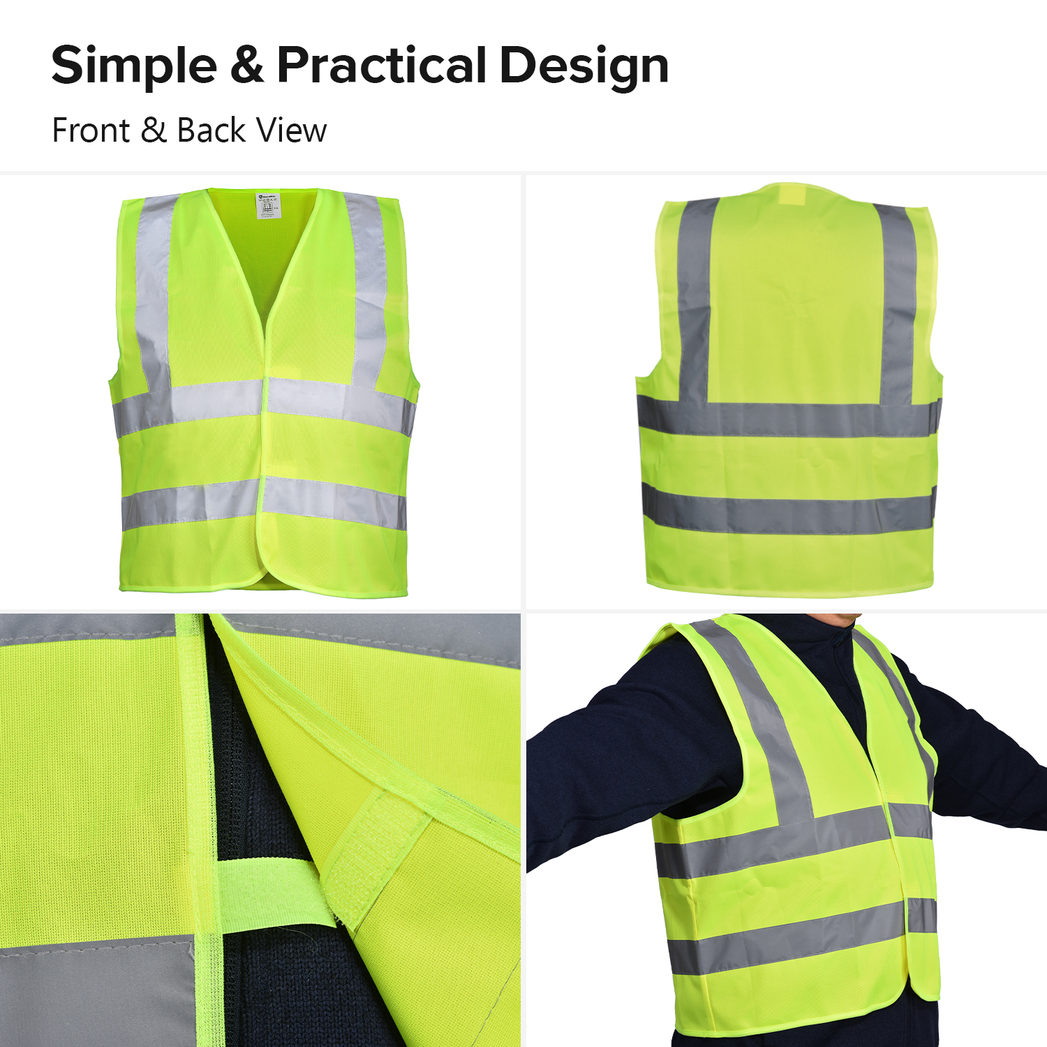 Hi-Vis Reflective Safety Vest Yellow & Orange | Lightweight Work Vest EN ISO 20471
