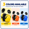 E-2008D helmet-mounted earmuffs in yellow, orange and blue color options