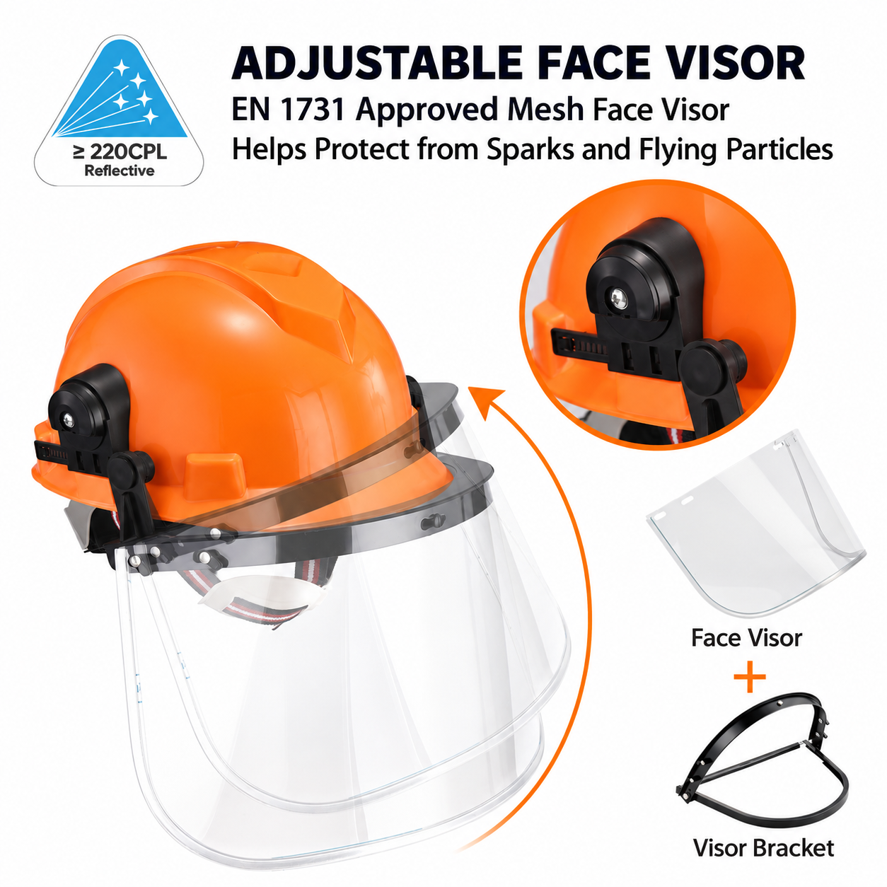 W-003V electrical safety helmet with adjustable clear face shield