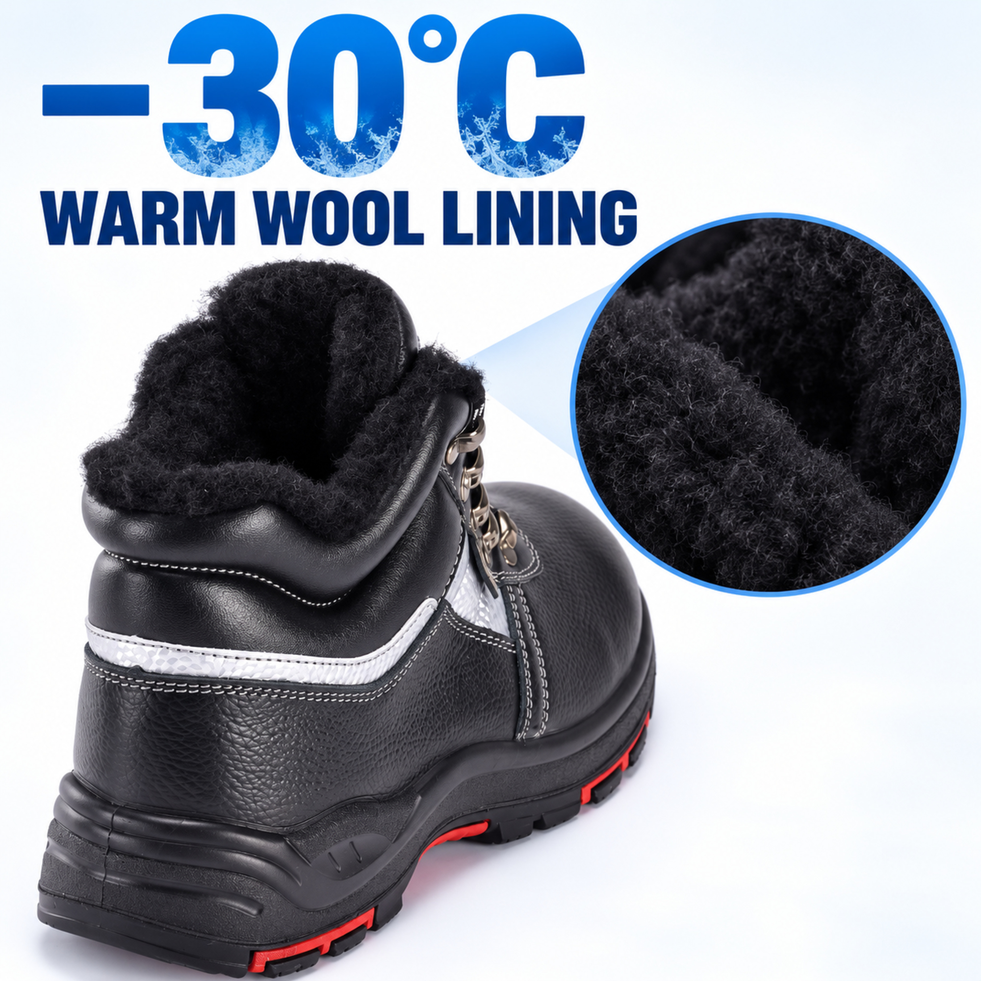Safetoe M-8027 black leather winter safety boots for cold weather work