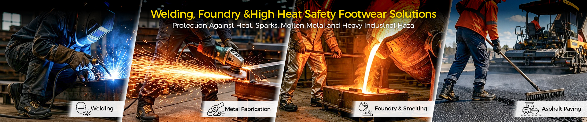 Welding, foundry and high heat safety footwear solutions for metalworking, molten metal and industrial environments