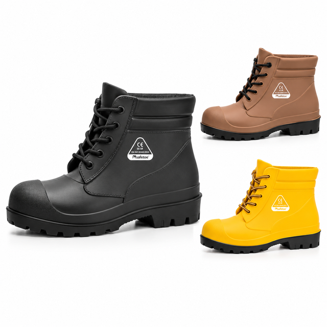 Safetoe W-6050 short S5 safety Wellington boots with black waterproof PVC upper and steel toe protection