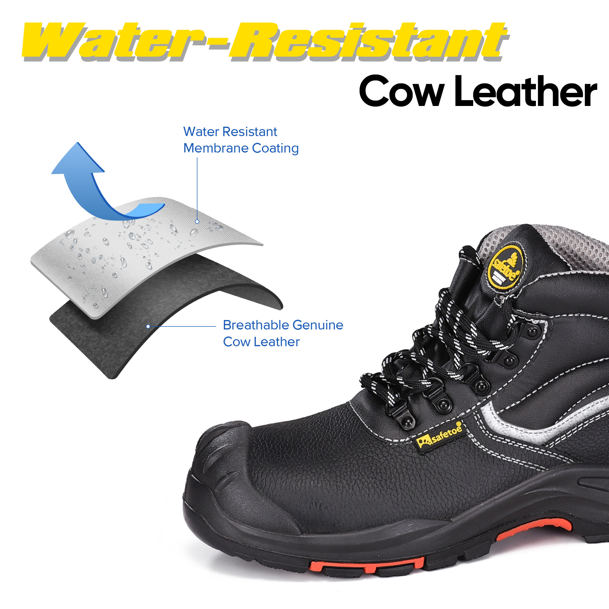 Black Cow Certified Industrial Construction Safety Shoes M-8520PRST