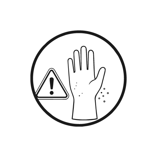 Illustration of potential skin irritation caused by contact with industrial chemicals