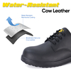 Water-resistant cow leather engineer safety work shoes with breathable upper for daily industrial work
