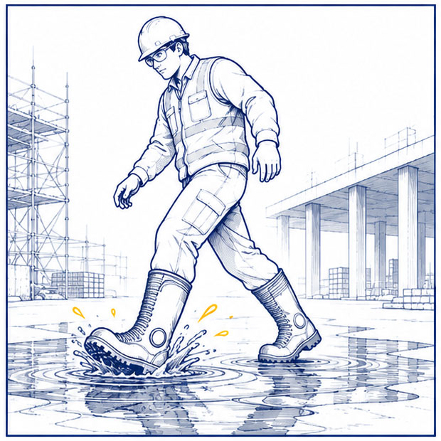 Water mud and wet ground in mining environments