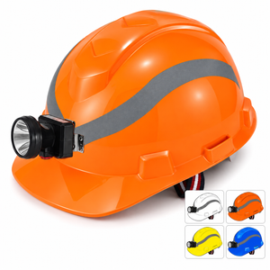 W-003L underground utility safety helmet with headlamp and reflective strips