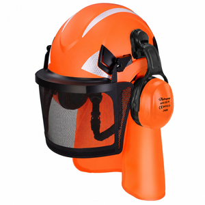 Safety Helmet with Face Shield and Ear Muff Protection M-5017 Orange