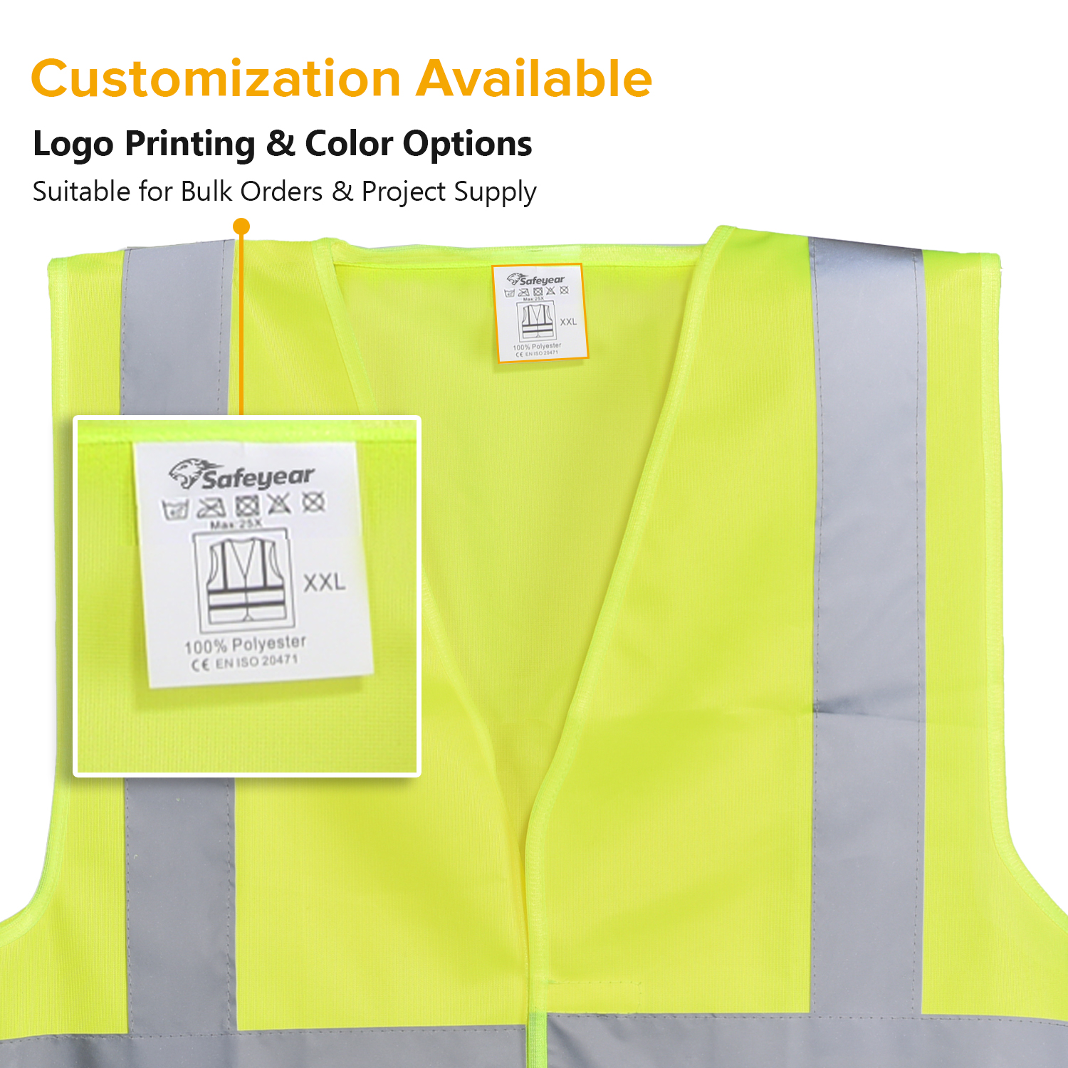 Hi-Vis Reflective Safety Vest Yellow & Orange | Lightweight Work Vest EN ISO 20471