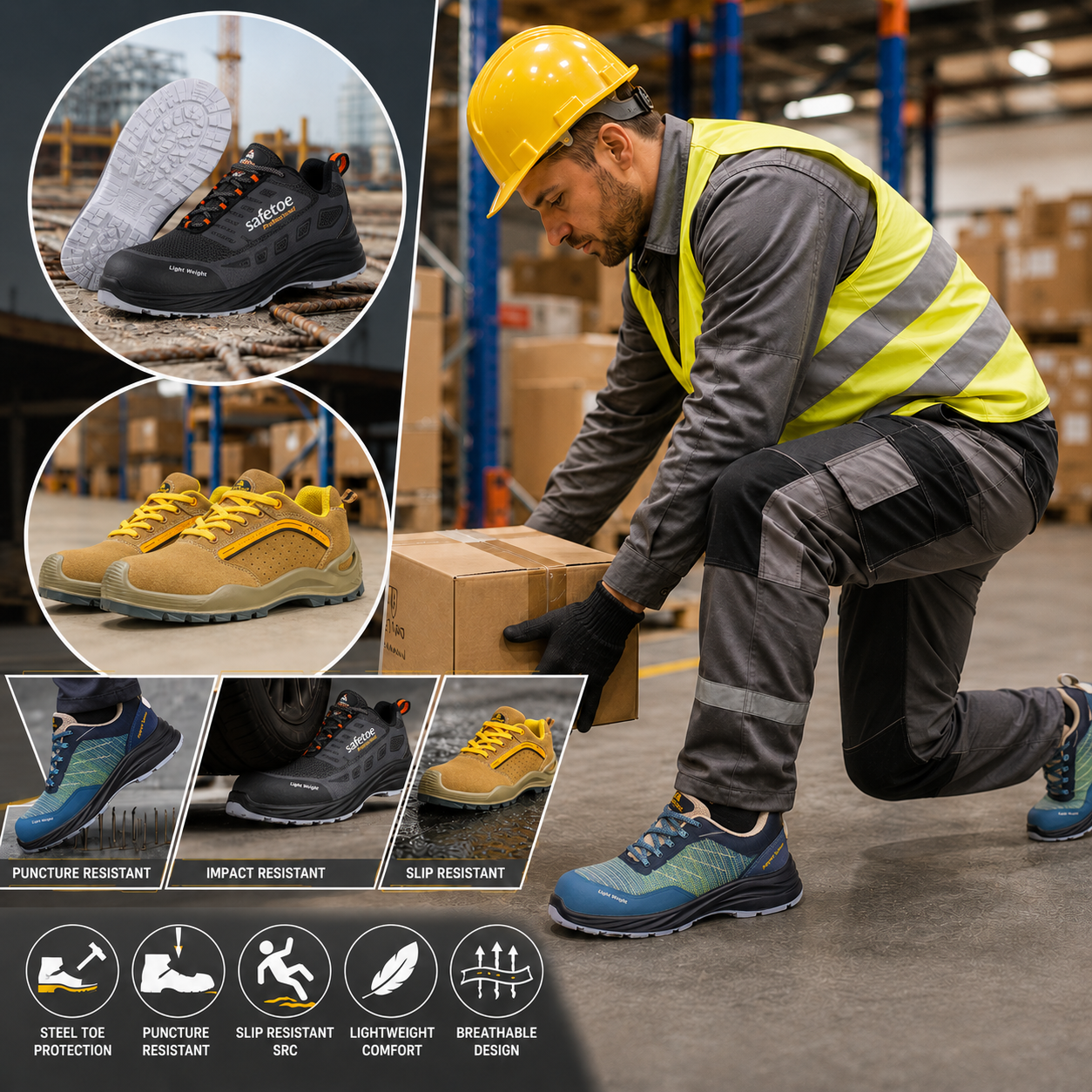 Safety Shoes & Safety Boots | S1 S3 Steel Toe Slip Resistant Work Shoes