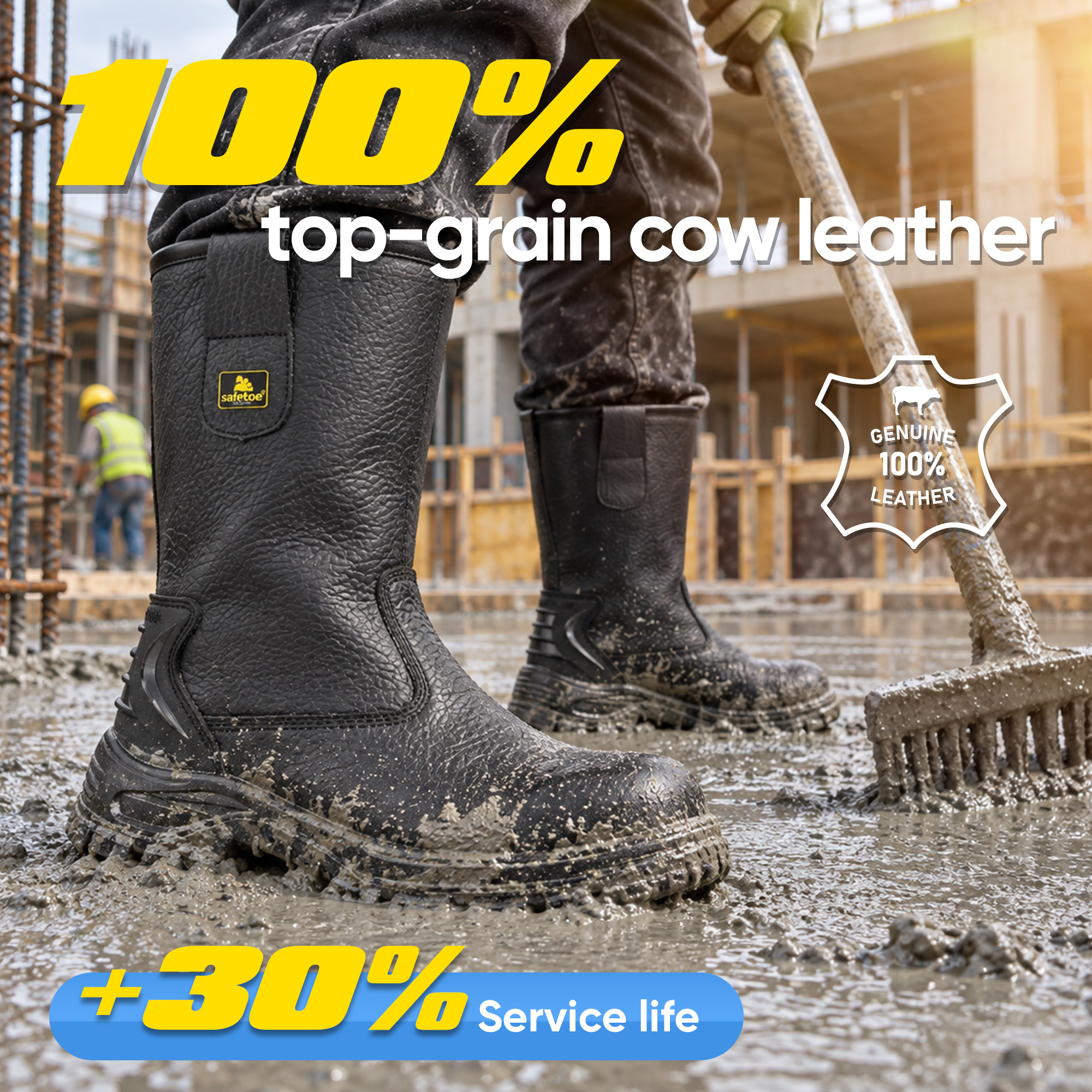 Steel Toe Industrial & Construction Boots for Men Working H-9430 Black