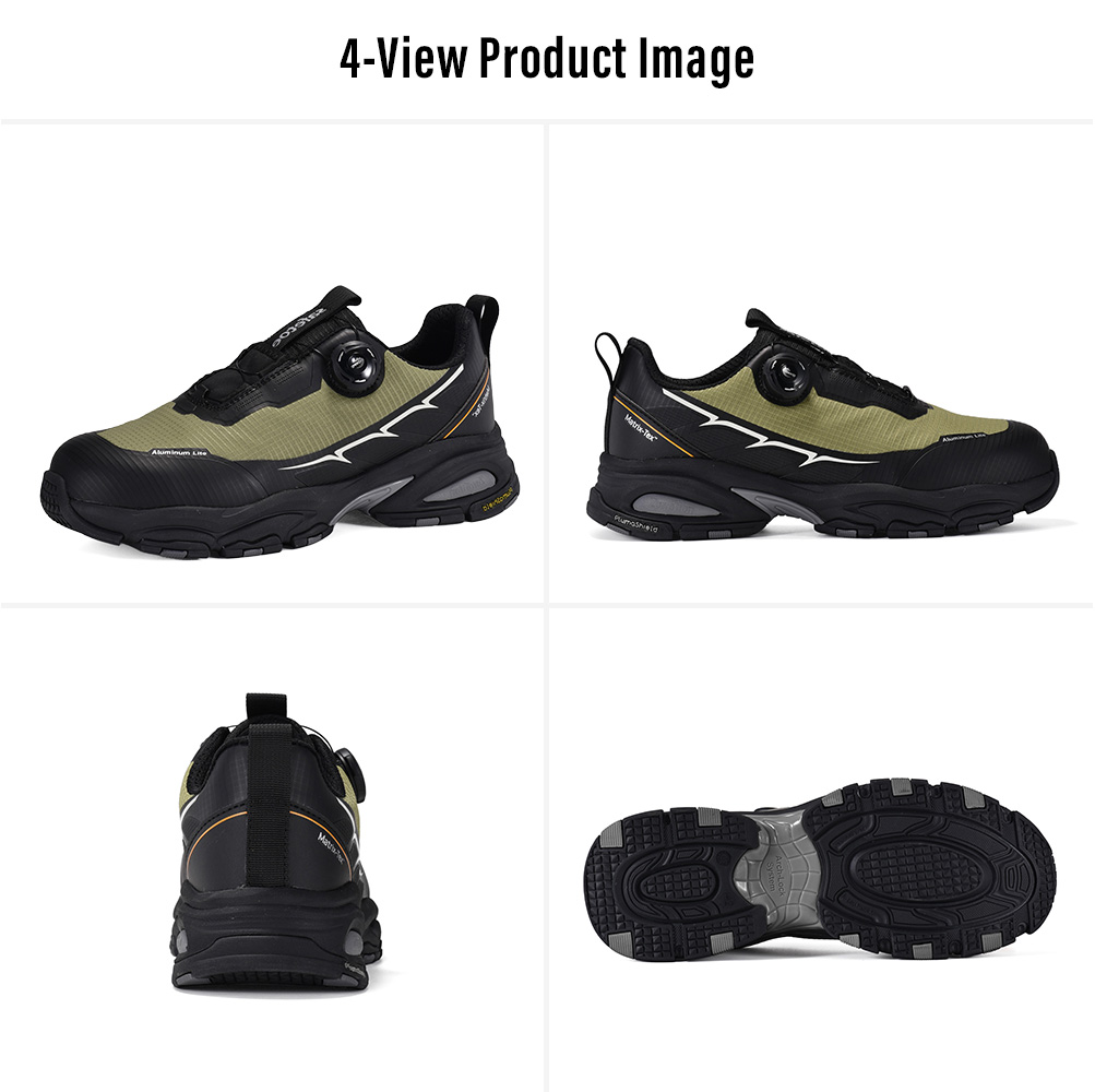 Four-view product image of L-7601 silver QuickDial™ aluminum toe safety shoes