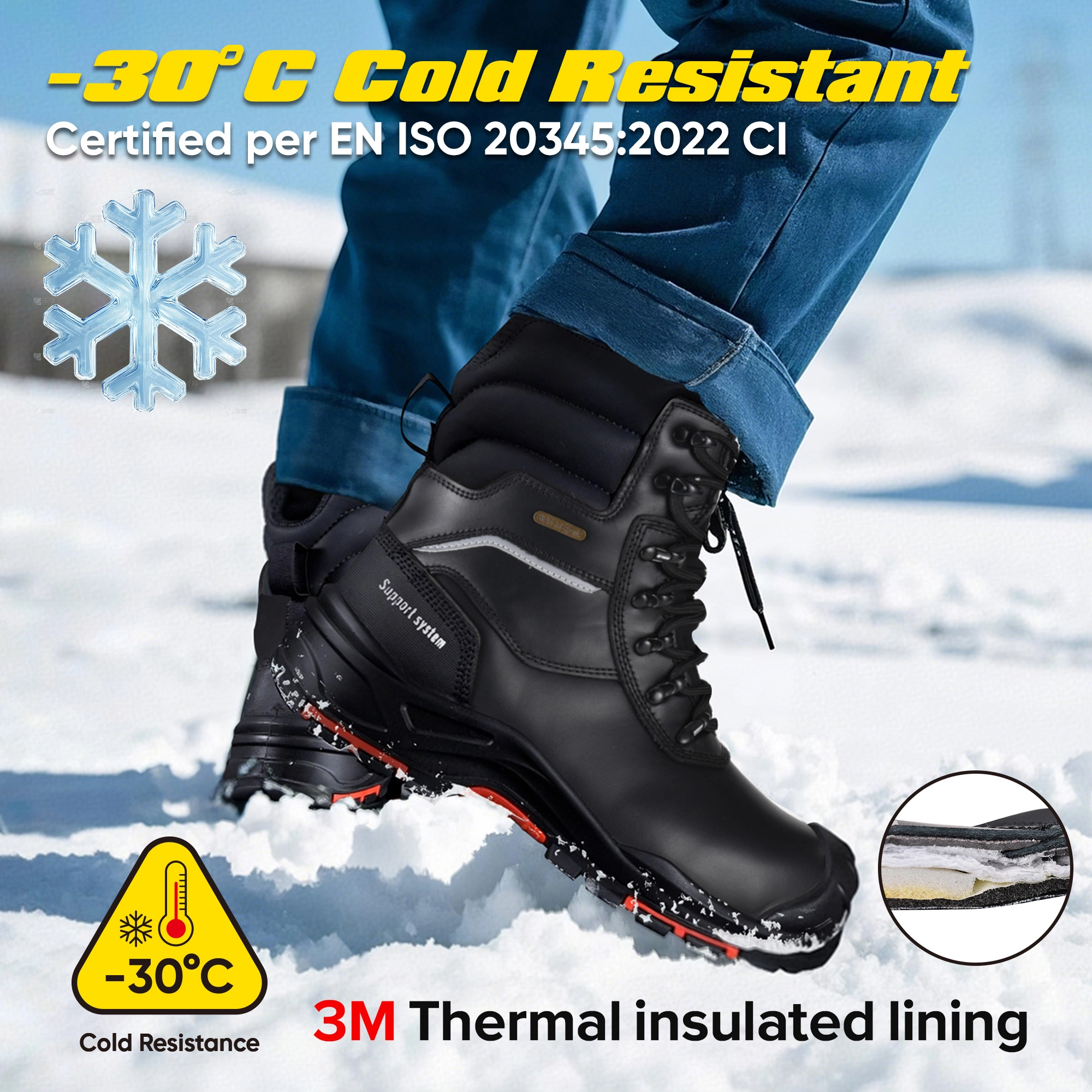 Extreme Winter Safety Boots with 3M Thinsulate Insulation & Waterproof Protection | H-9552 ThermoGrip