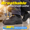 Breathable cow smooth leather engineer safety work shoes designed for industrial and factory environments