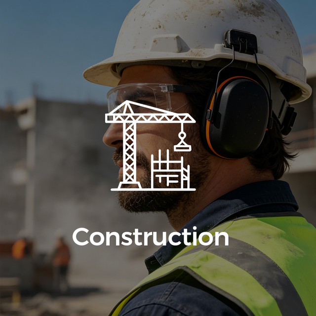 Construction safety earmuffs for industrial hearing protection on job sites