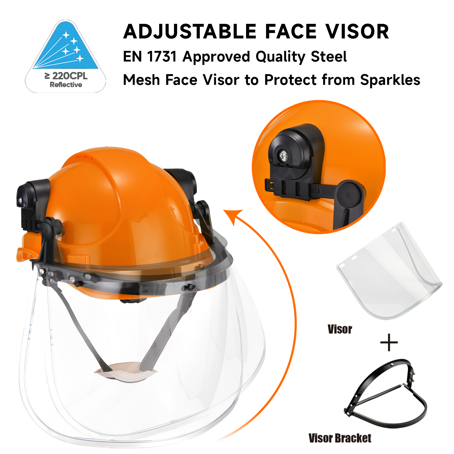 Vented Construction Safety Helmet with Face Shield W-018V