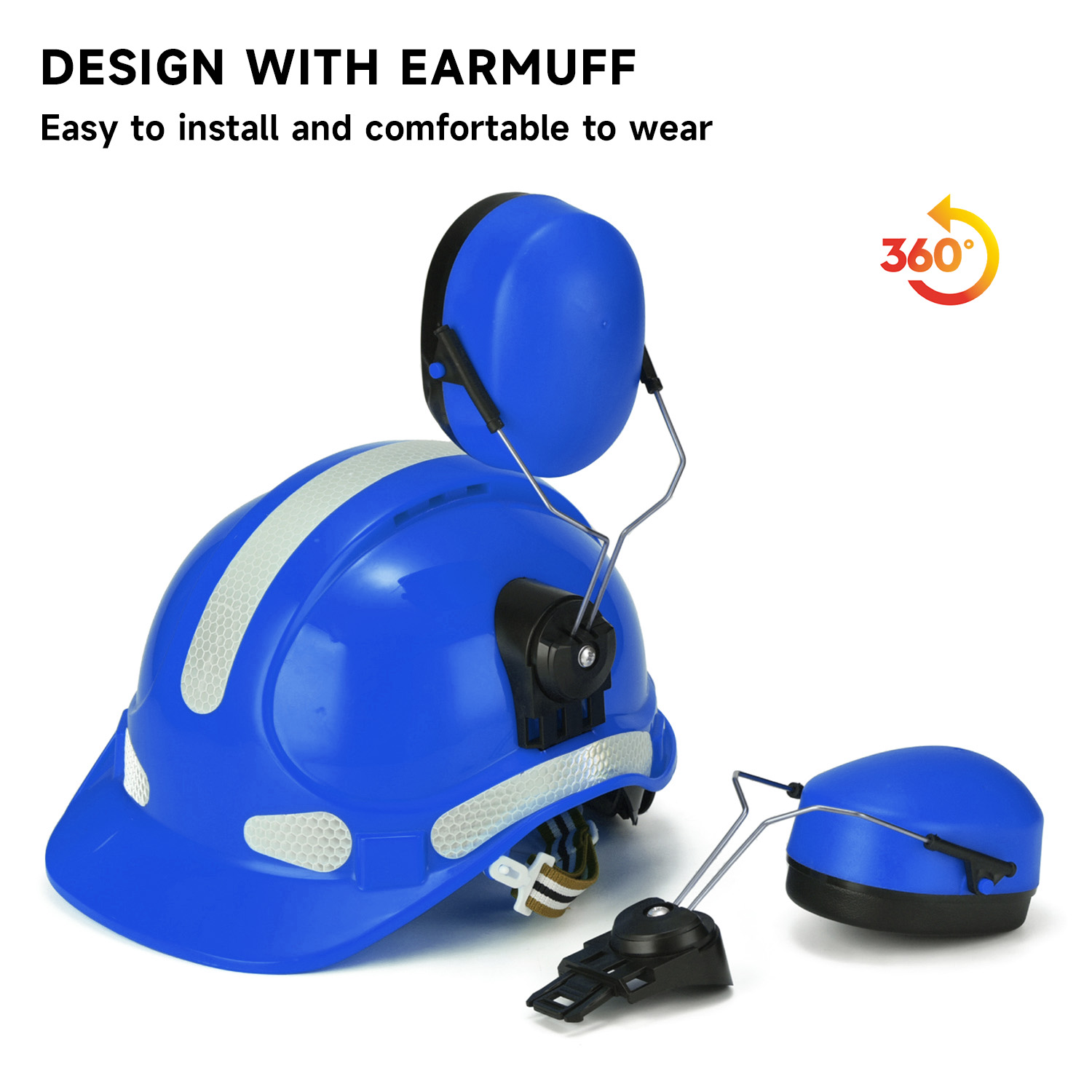 Construction Safety Helmet with Earmuffs W-018EM