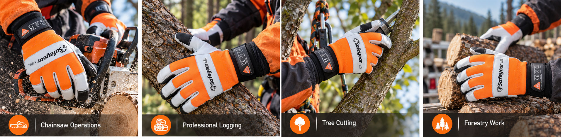 Chainsaw protective gloves for forestry, logging, tree cutting and chainsaw operations