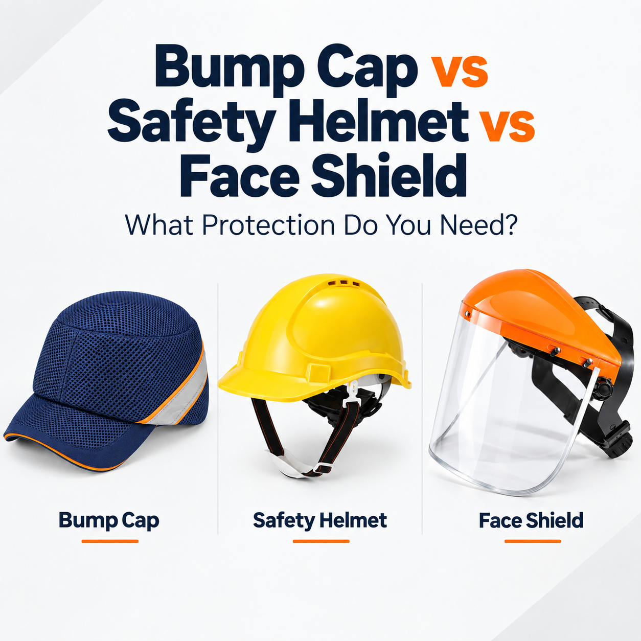 Bump Cap vs Safety Helmet vs Face Shield: What Protection Do You Need?