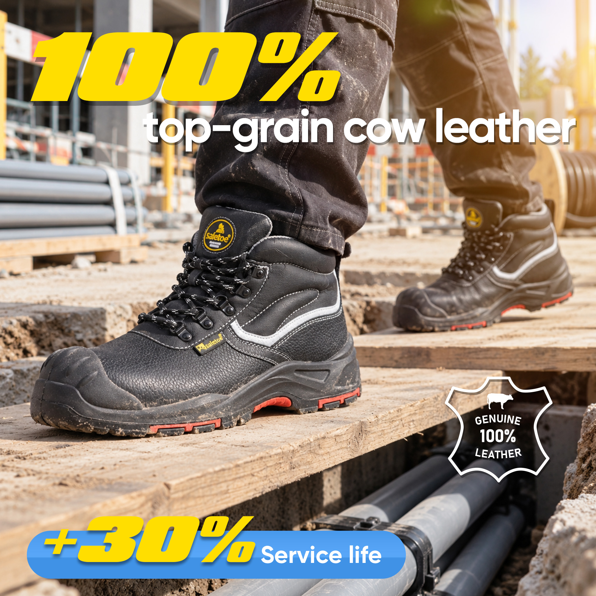 Black Cow Certified Industrial Construction Safety Shoes M-8520PRST