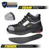 Premium Black Leather Industrial Safety Work Shoes M-8027PRST
