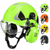 Fluorescent green M-5018 forestry safety helmet with face shield and earmuffs