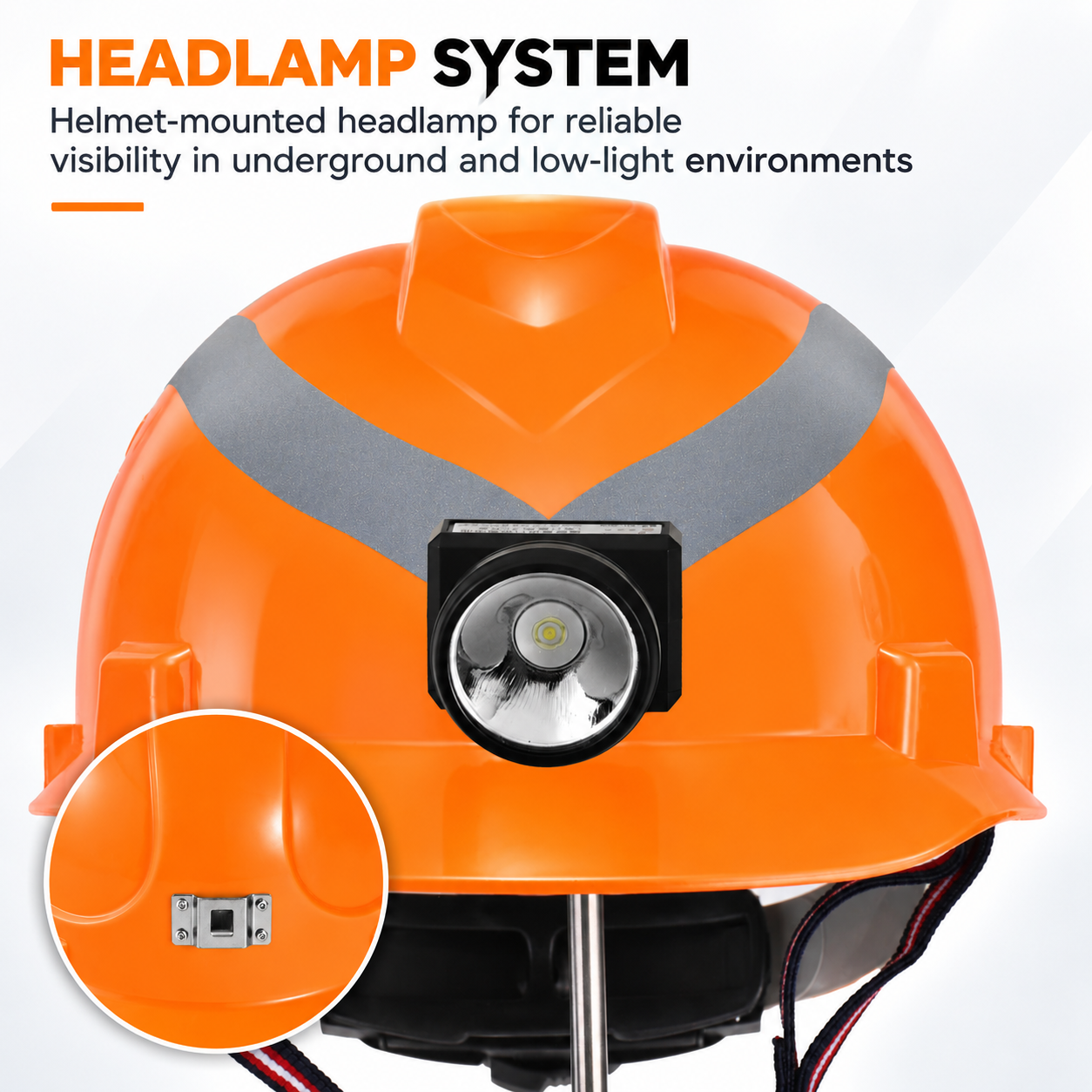 W-003L safety helmet with integrated headlamp for underground utility work
