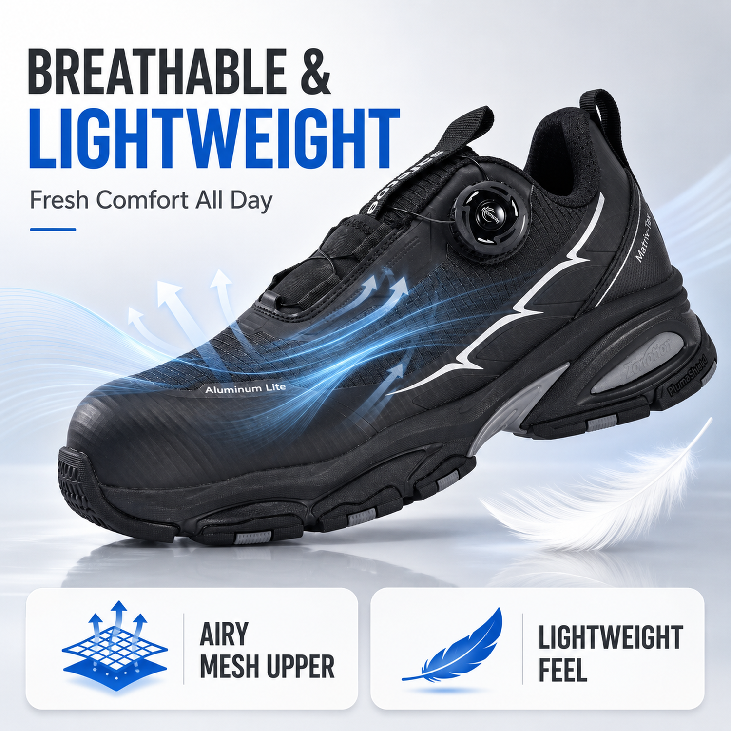 L-7601 black breathable lightweight safety shoes for warehouse workers