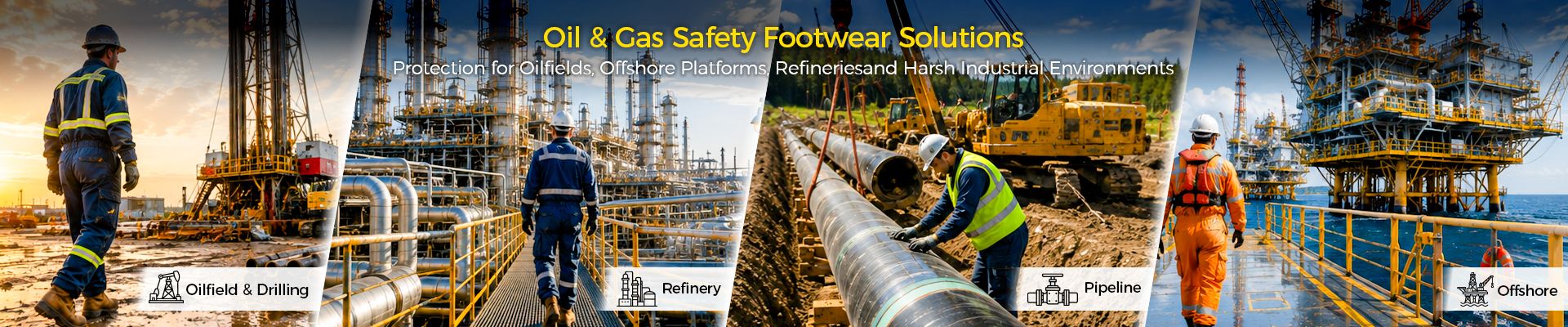 Safetoe oil and gas safety footwear for oilfields, refineries, pipelines and offshore platforms
