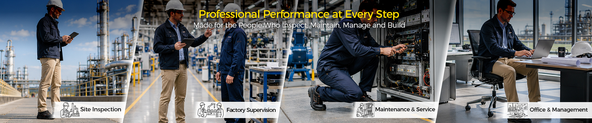 Professional safety shoes for engineers, managers, supervisors and maintenance workers in construction and industrial environments