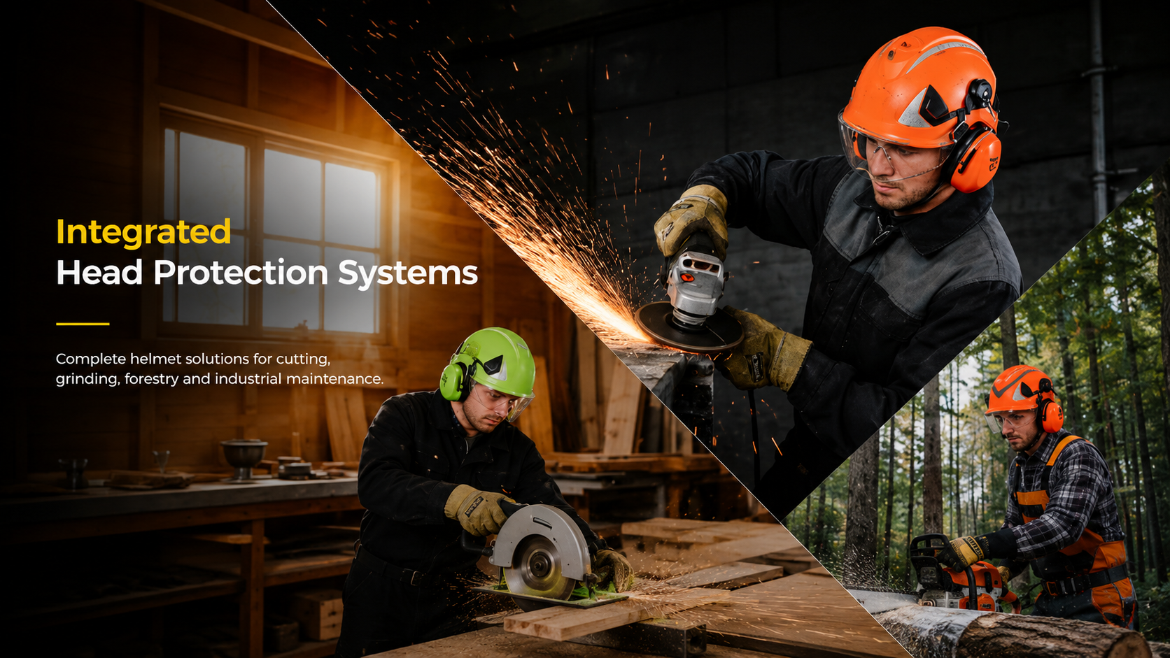 Integrated Head Protection Systems for Cutting, Grinding and Forestry Work