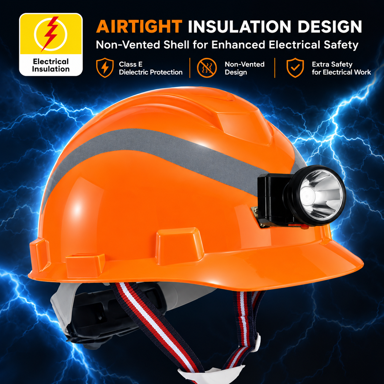W-003L non-vented safety helmet designed for utility and electrical work